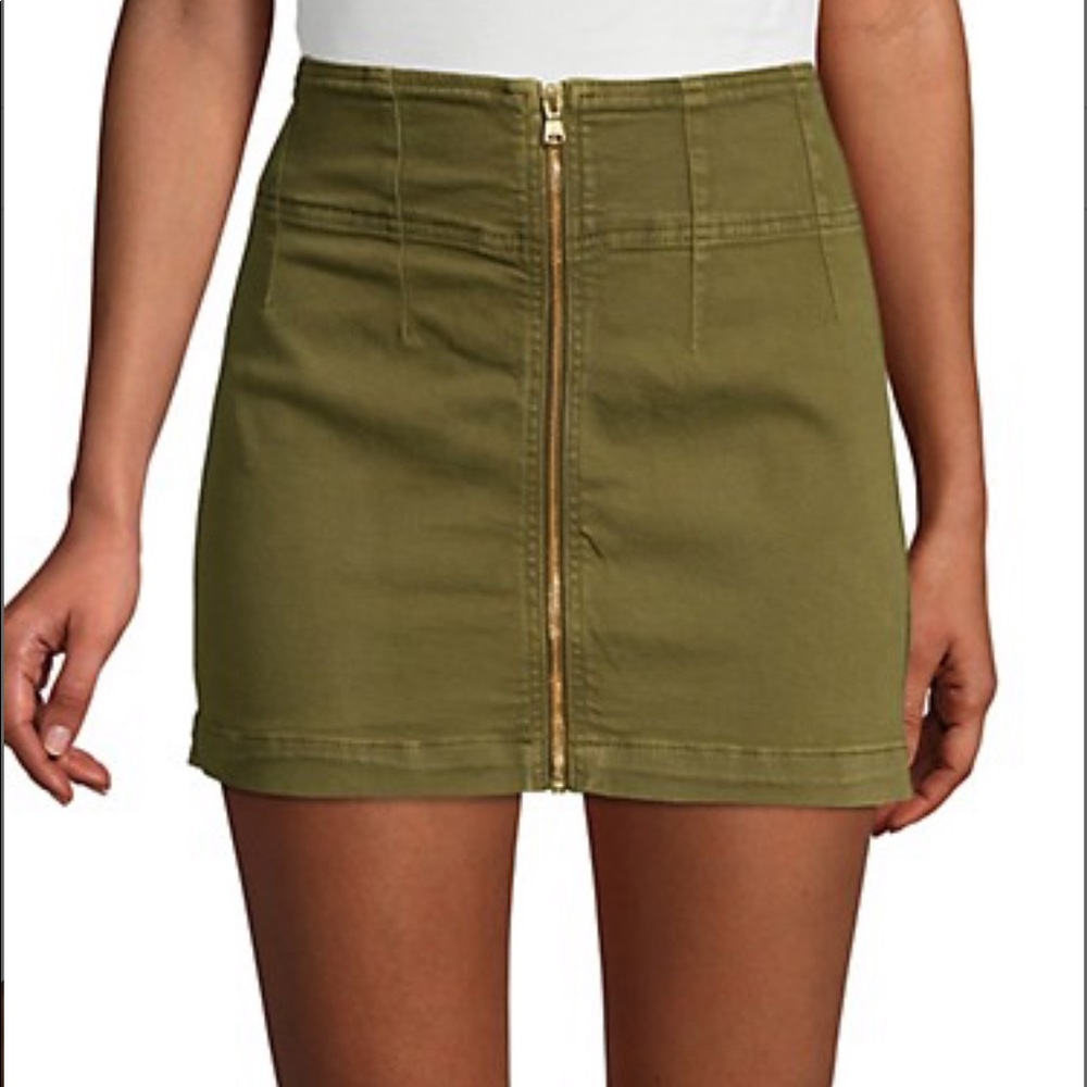 Free People Army Green Virgo Zip Front Mini Skirt